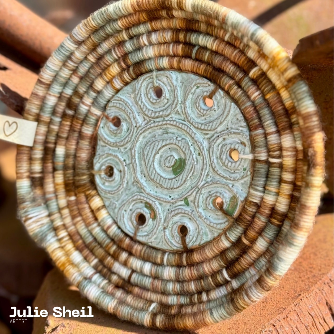 Coiled Basket Bundle with Ceramic Base