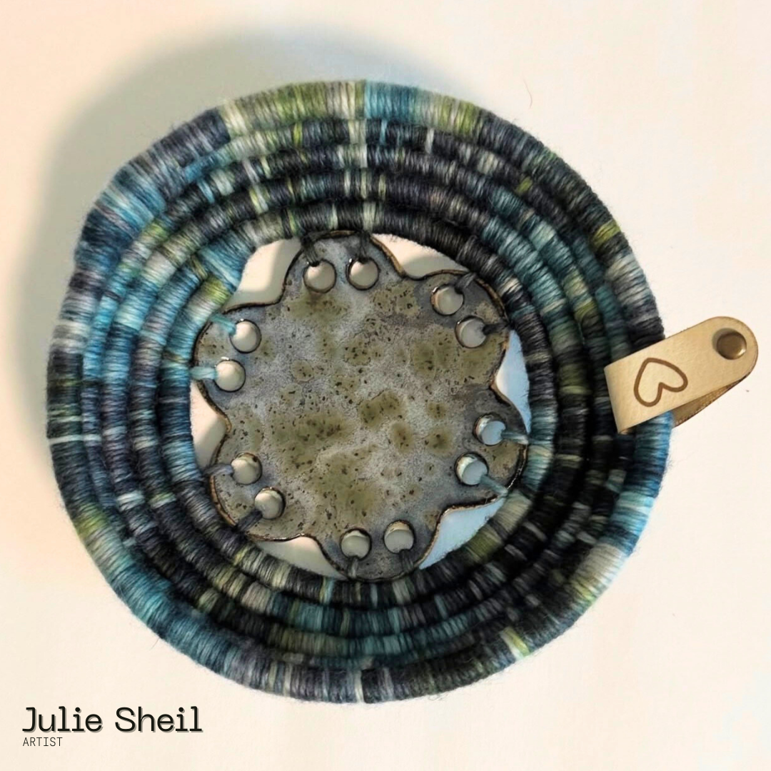 Coiled Basket Bundle with Ceramic Base