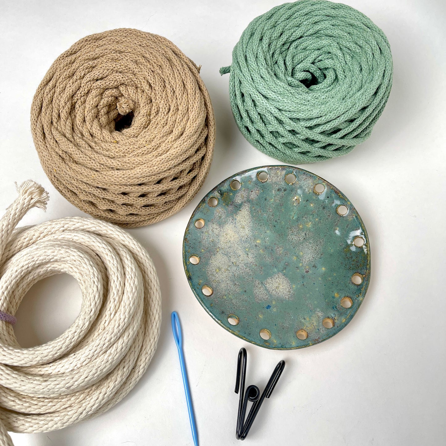 Coiled Basket Bundle with 6-inch Curved Ceramic Base