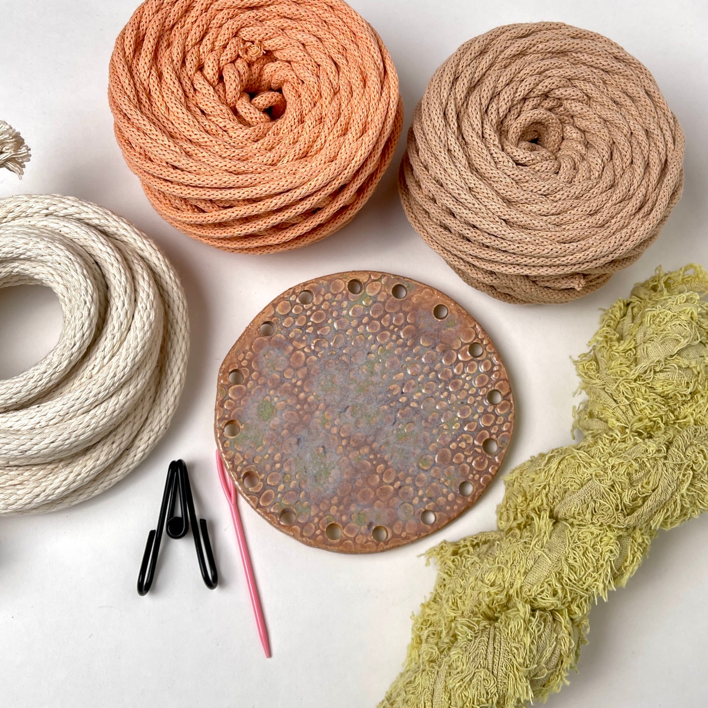 Coiled Basket Bundle with 6-inch Curved Ceramic Base