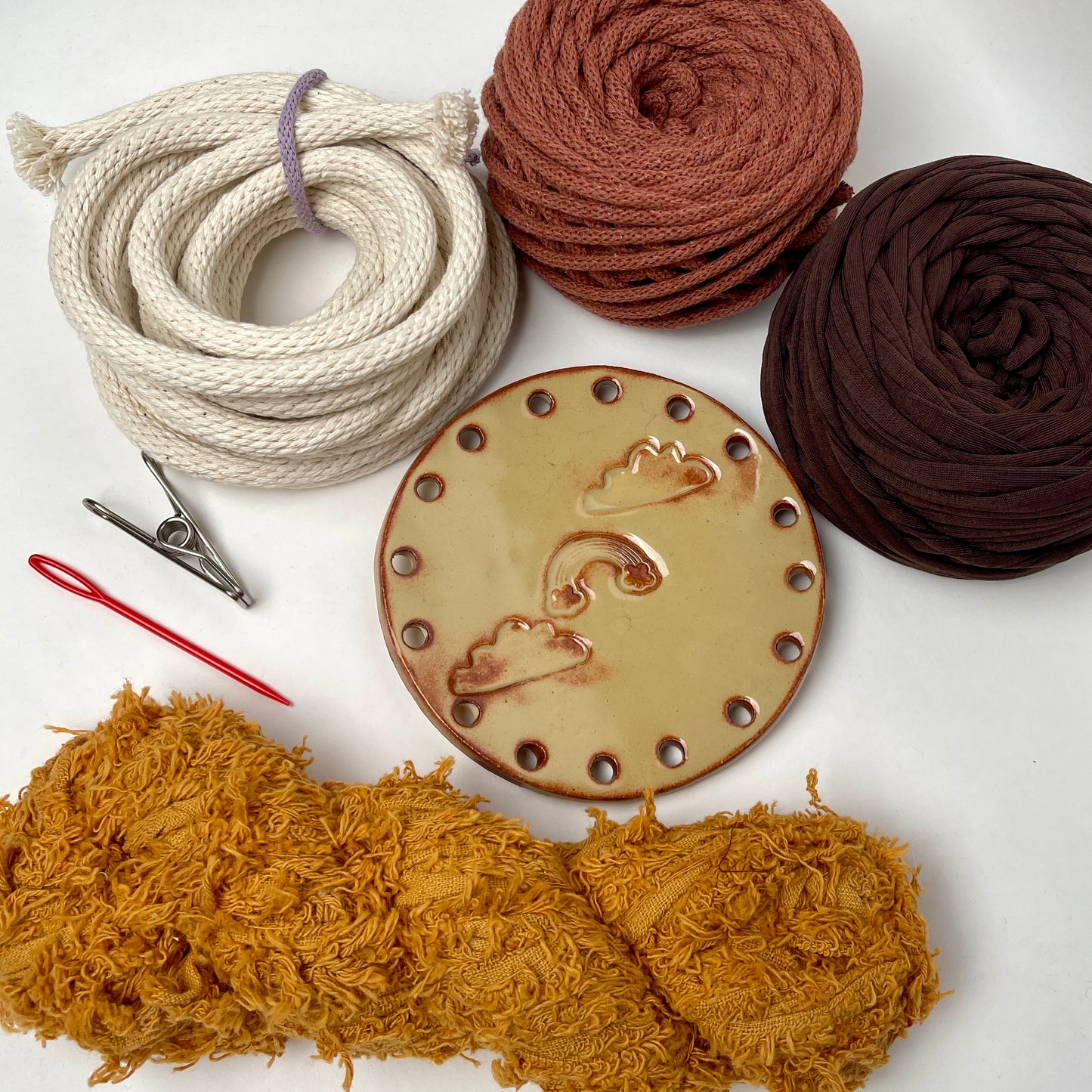 Coiled Basket Bundle with Ceramic Base