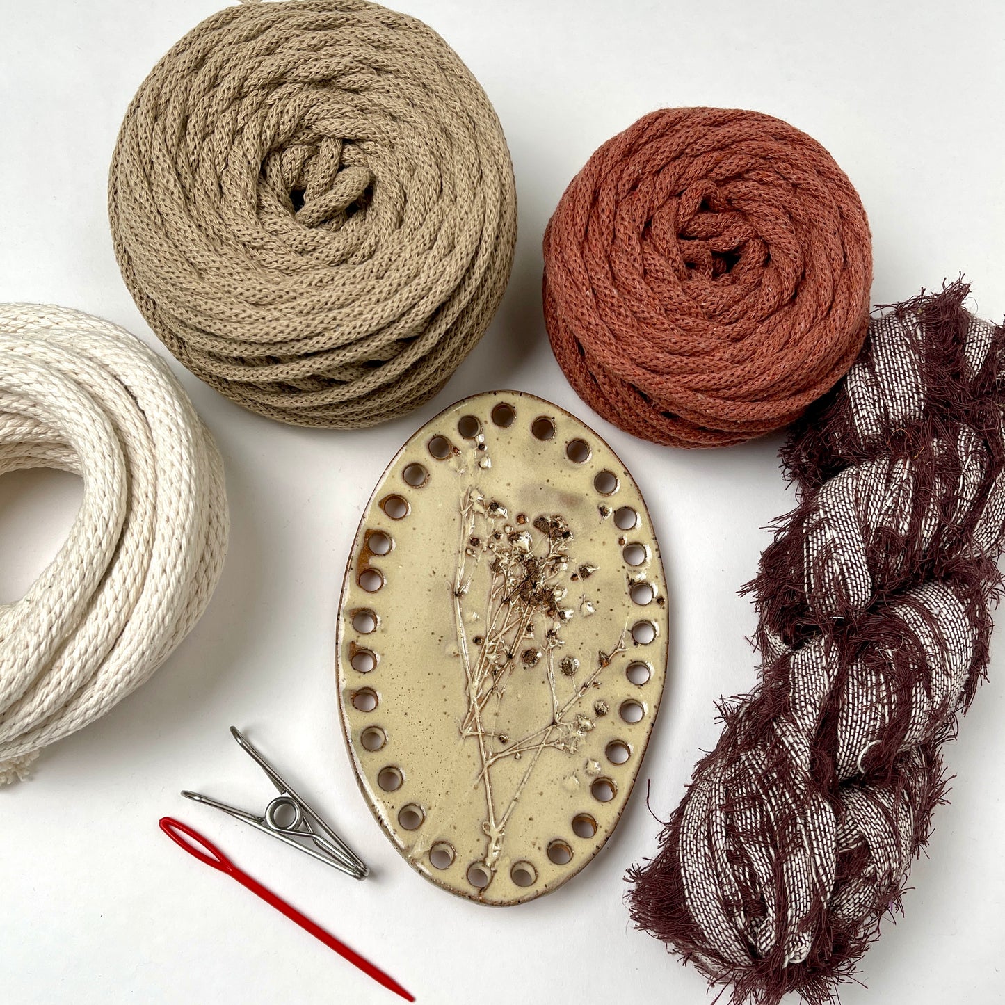 Coiled Basket Bundle with Ceramic Base