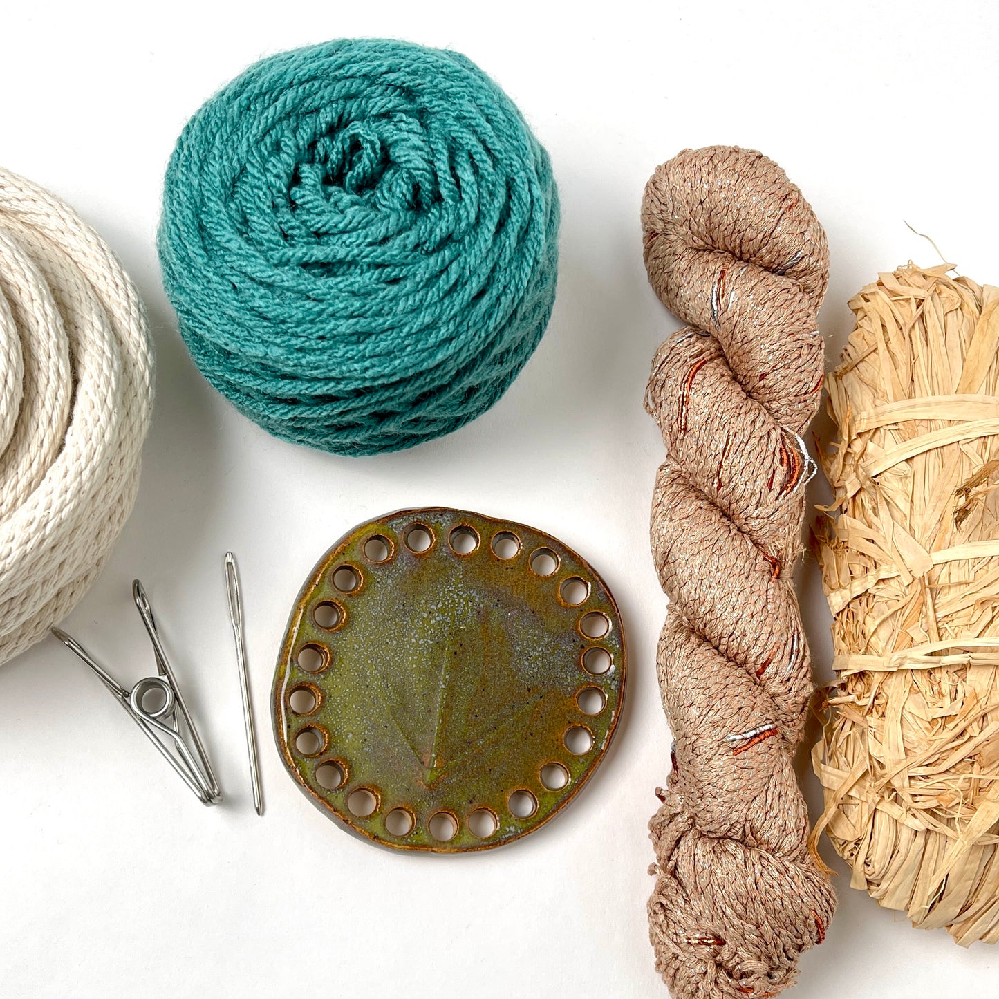 Coiled Basket Bundle with Ceramic Base