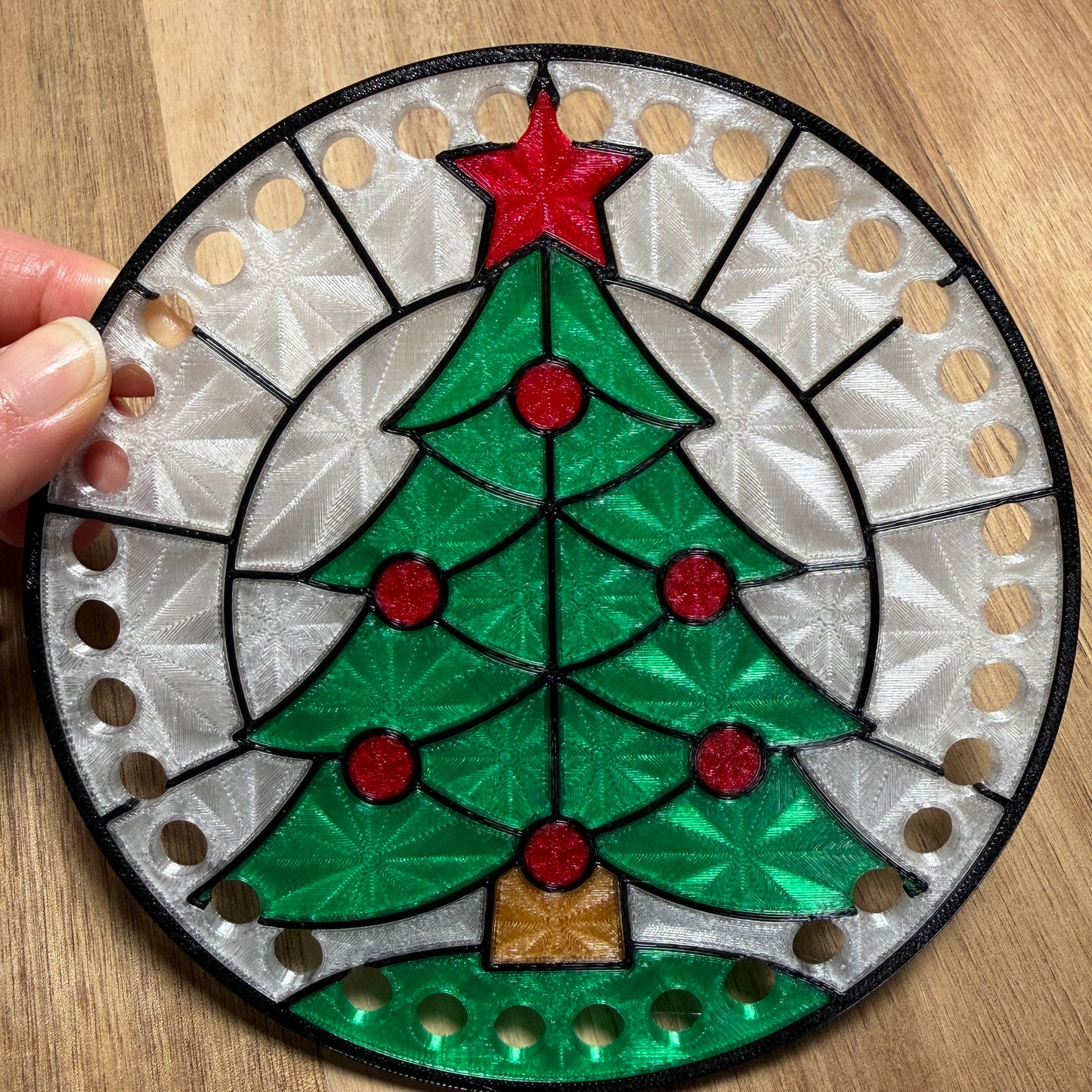 Stained Glass Christmas Tree Base for Basket Making