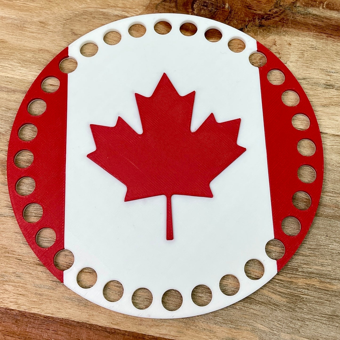 Canadian Flag Base for Basket Coiling and Crochet 5-inch