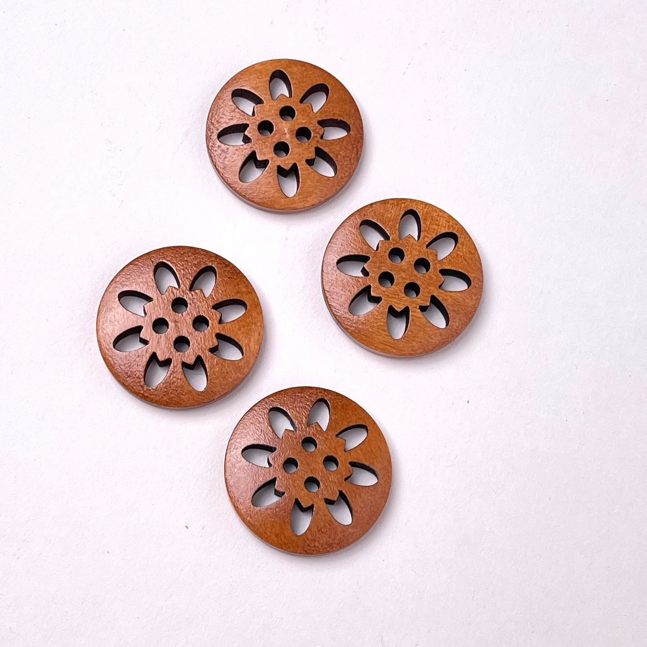 Wooden Round Carved Basket Buttons