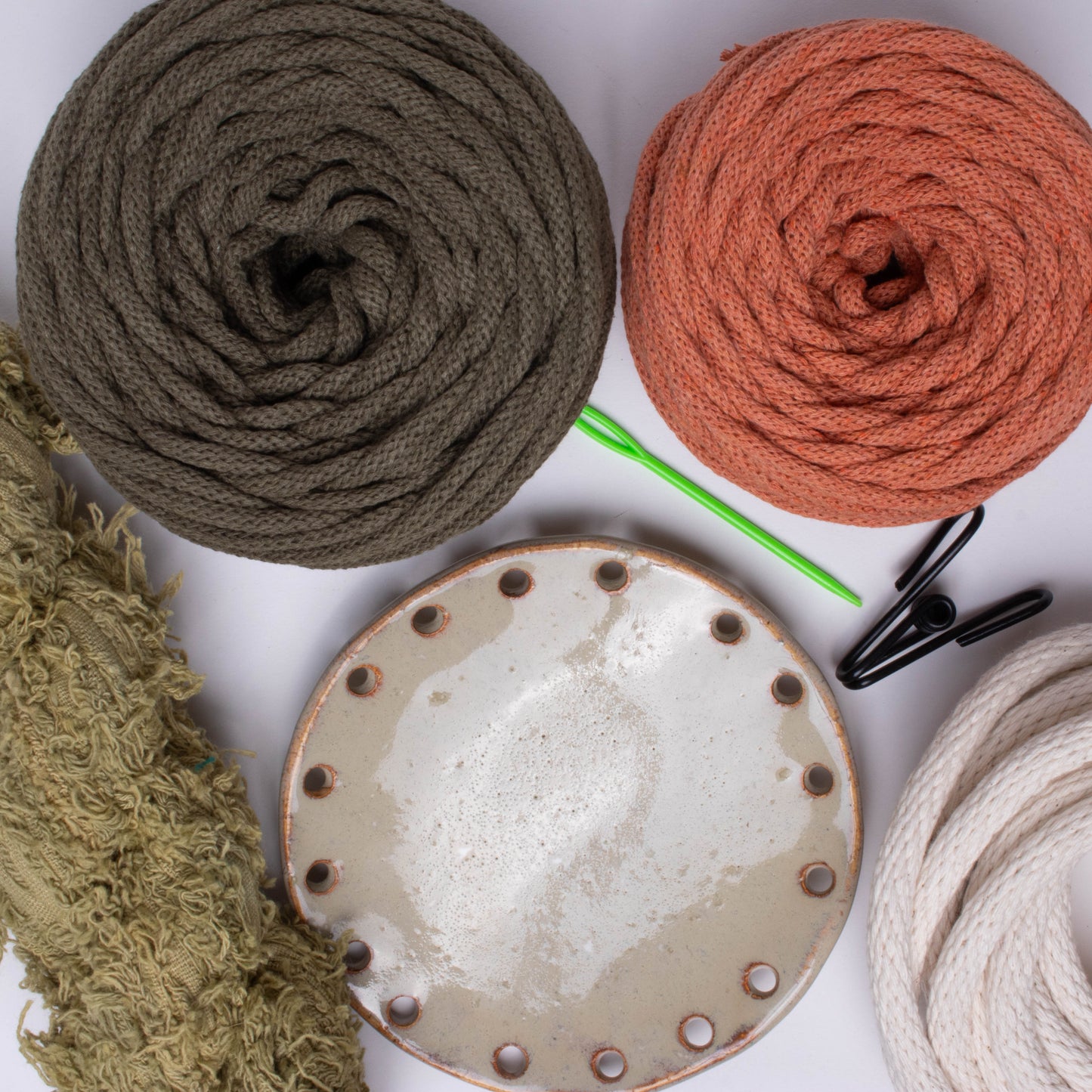 Coiled Basket Bundle with 6-inch Curved Ceramic Base