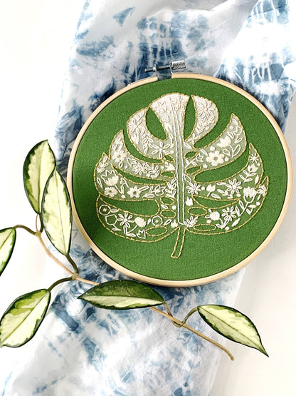 Monstera Embroidery Kit