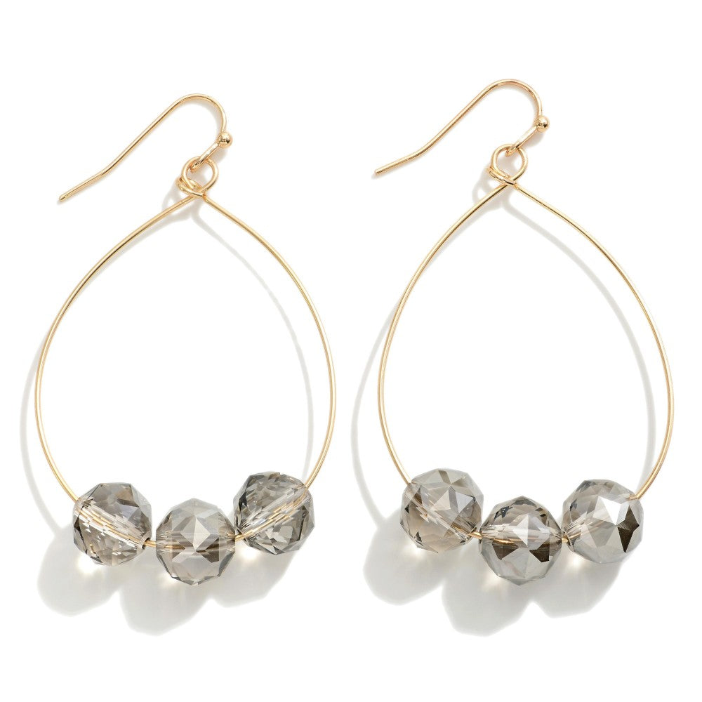 Dainty Teardrop Earrings with Faceted Beaded Detail