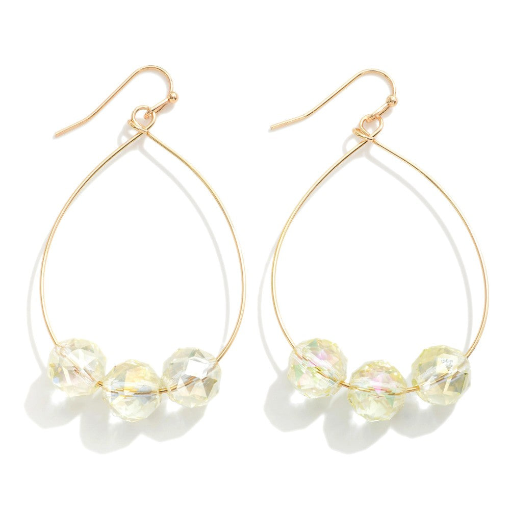 Dainty Teardrop Earrings with Faceted Beaded Detail