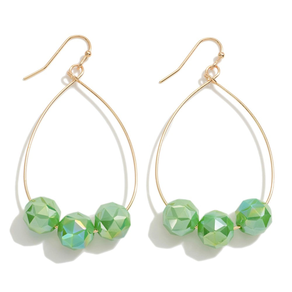 Dainty Teardrop Earrings with Faceted Beaded Detail