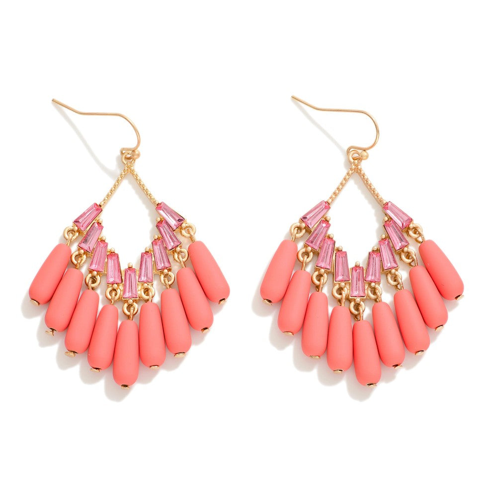 Matte Coated Bead Tassel Drop Earrings