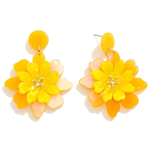 Acetate Flower Drop Earrings