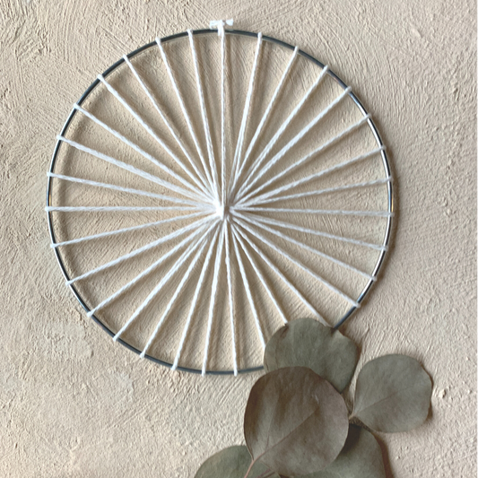 Warped 7" Metal Hoops for Weaving