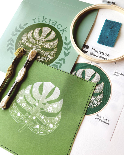 Monstera Embroidery Kit