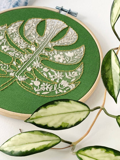 Monstera Embroidery Kit