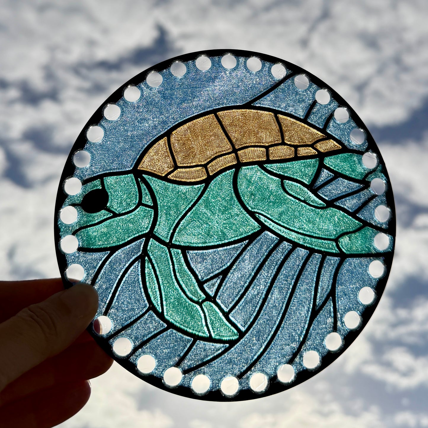 Stained Glass Turtle Base for Basket Making
