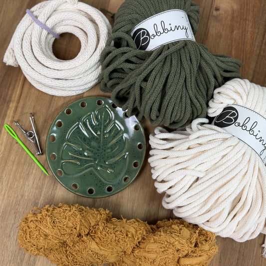 Coiled Basket Bundle with Ceramic Base