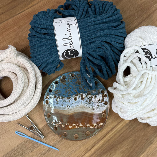 Coiled Basket Bundle with Ceramic Base