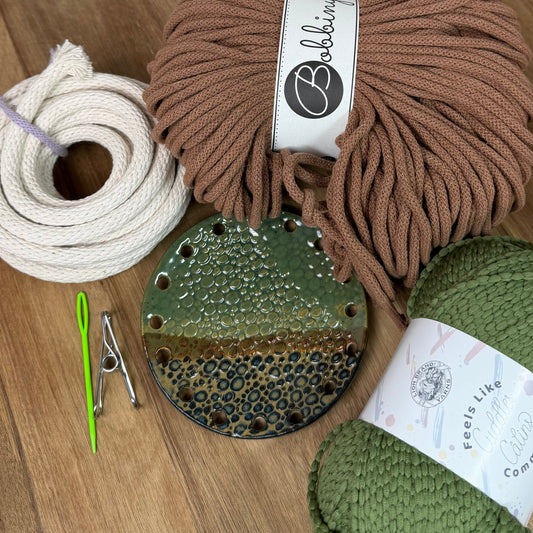 Coiled Basket Bundle with Ceramic Base