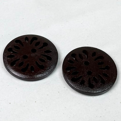 Wooden Flower Carved Basket Buttons