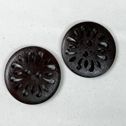 Wooden Flower Carved Basket Buttons