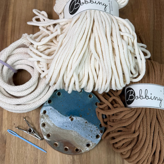 Coiled Basket Bundle with Ceramic Base