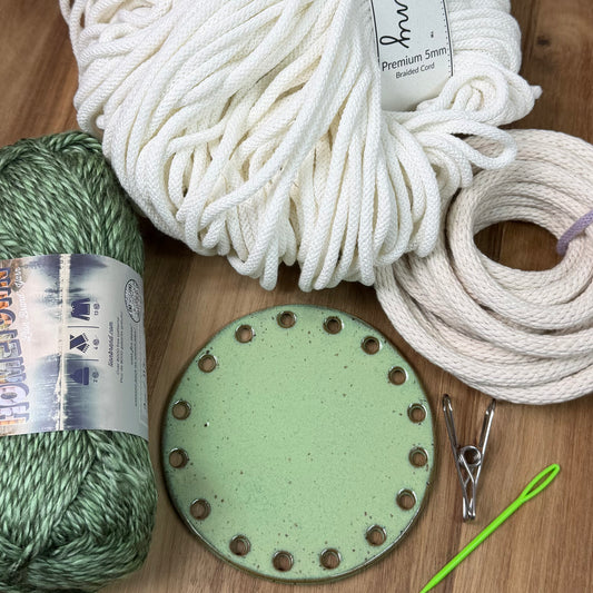 Coiled Basket Bundle with Ceramic Base