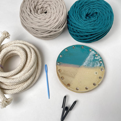 Coiled Basket Bundle with 6-inch Curved Ceramic Base