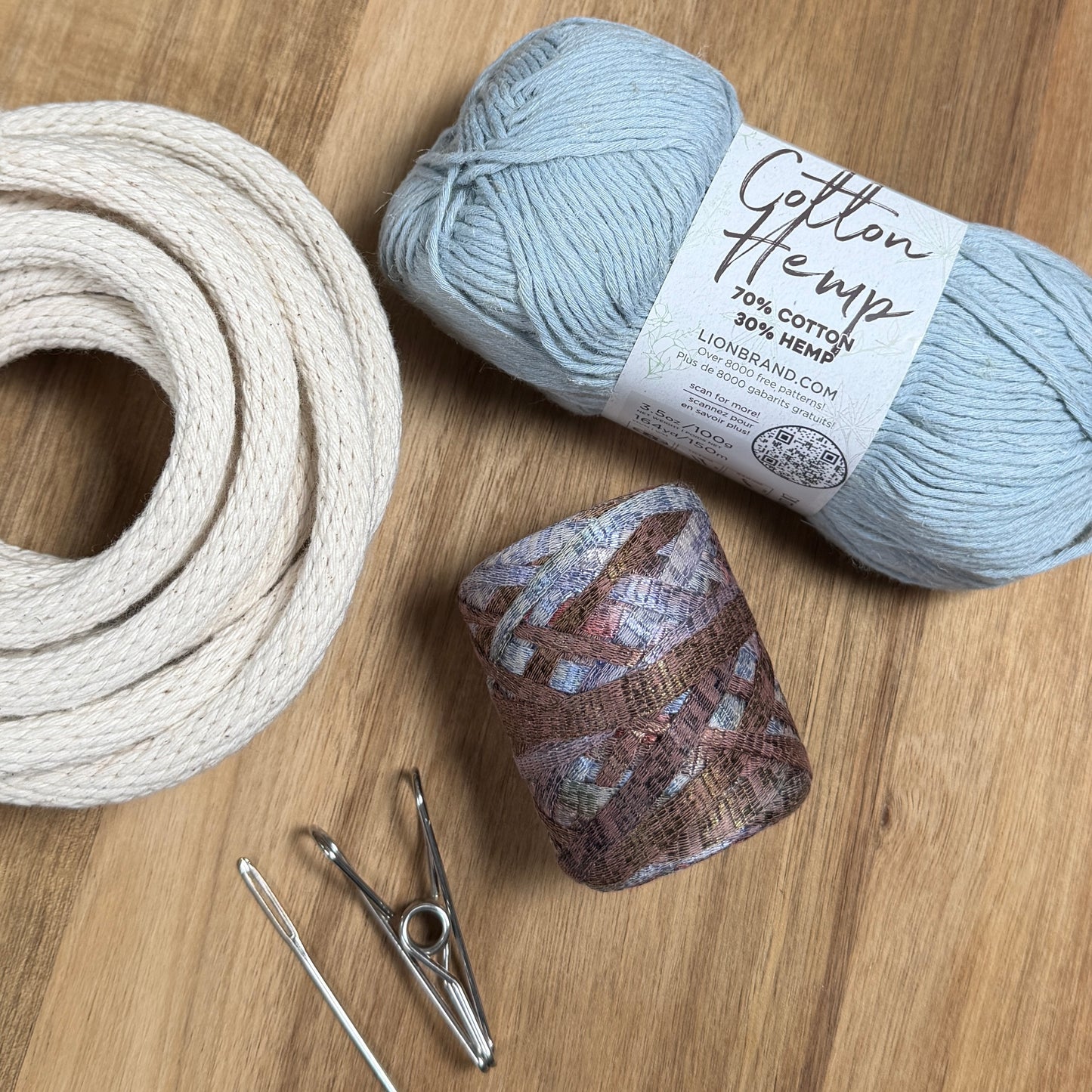 Cotton and Hemp Ribbon Yarn Coiled Basket Kit