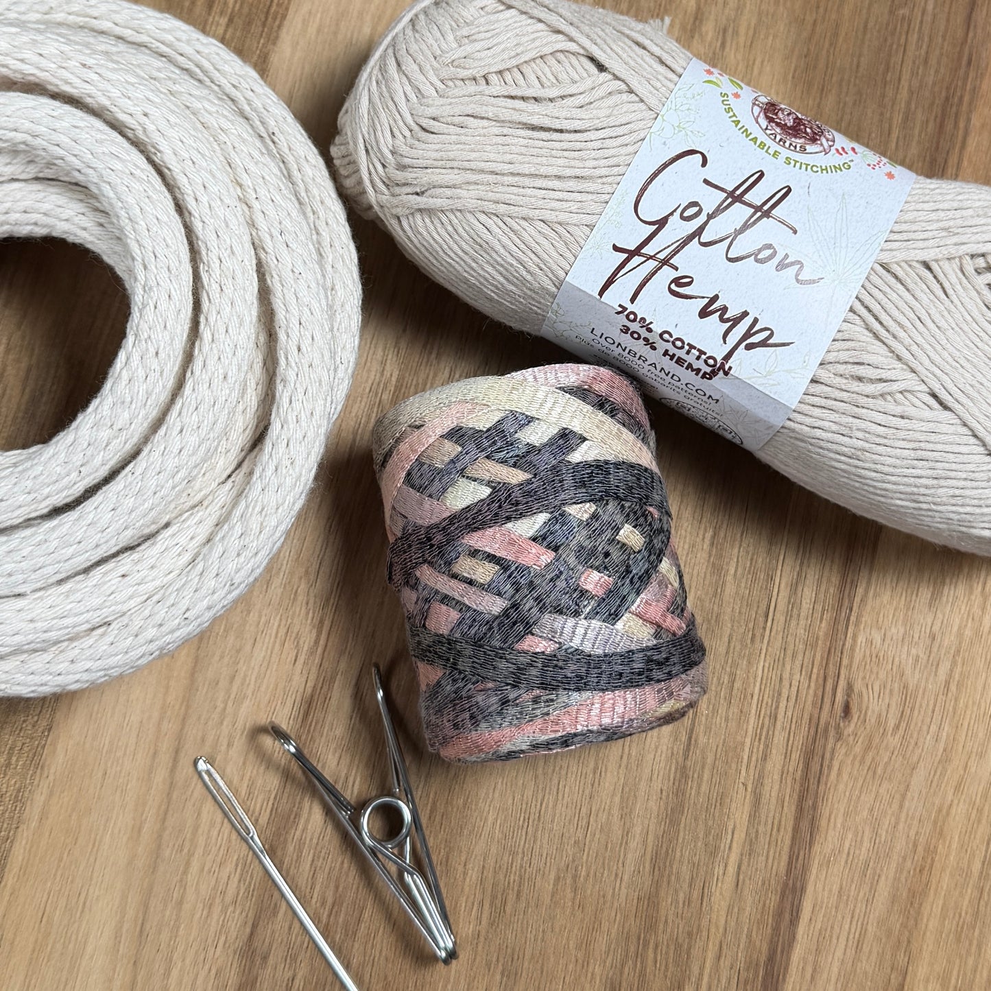 Cotton and Hemp Ribbon Yarn Coiled Basket Kit