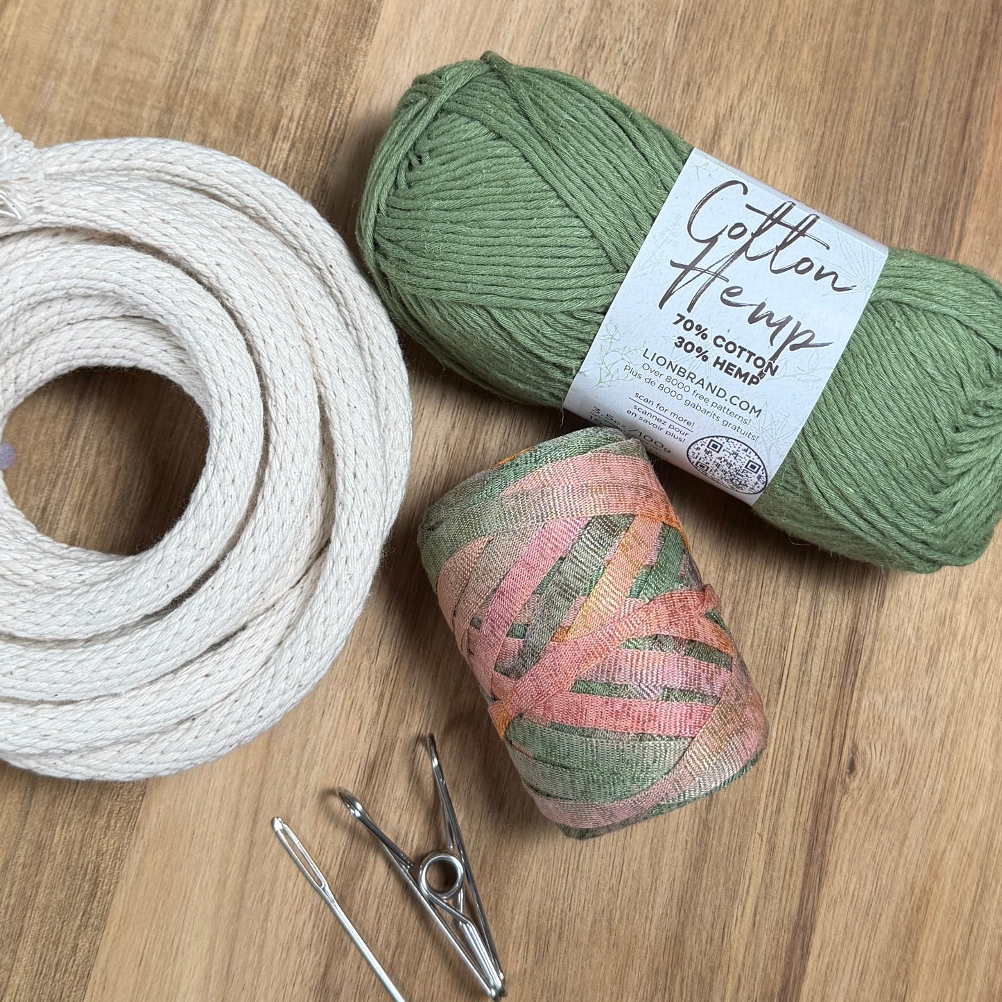 Cotton and Hemp Ribbon Yarn Coiled Basket Kit
