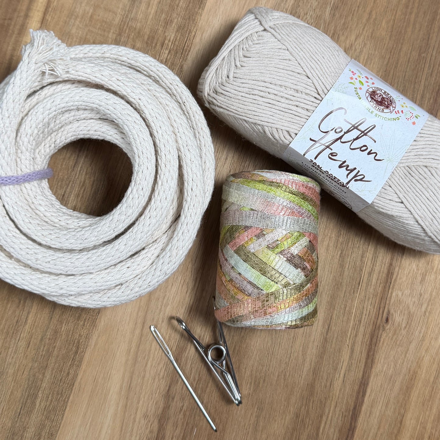 Cotton and Hemp Ribbon Yarn Coiled Basket Kit