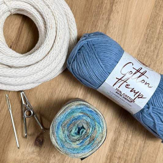 Cotton and Hemp Ribbon Yarn Coiled Basket Kit