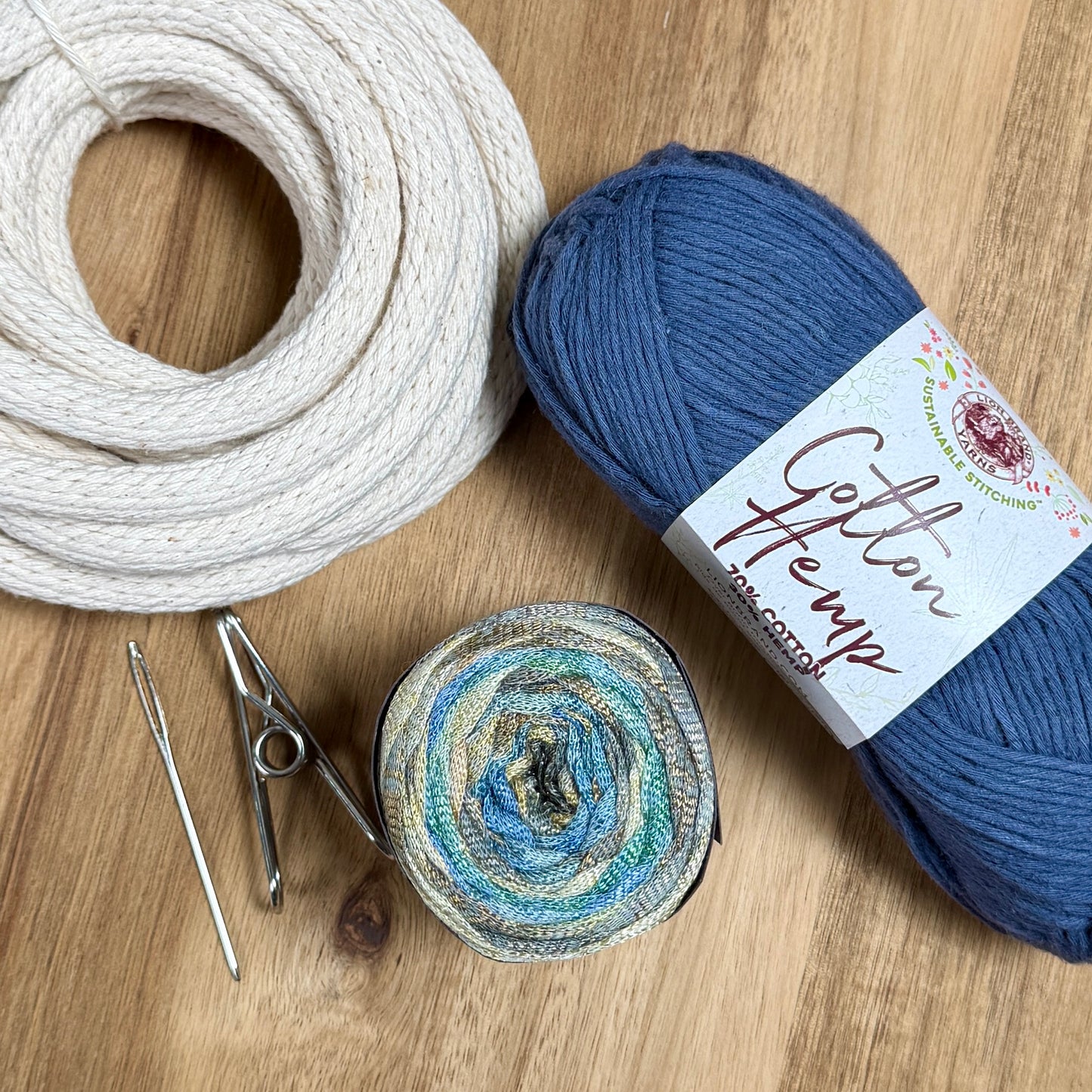 Cotton and Hemp Ribbon Yarn Coiled Basket Kit