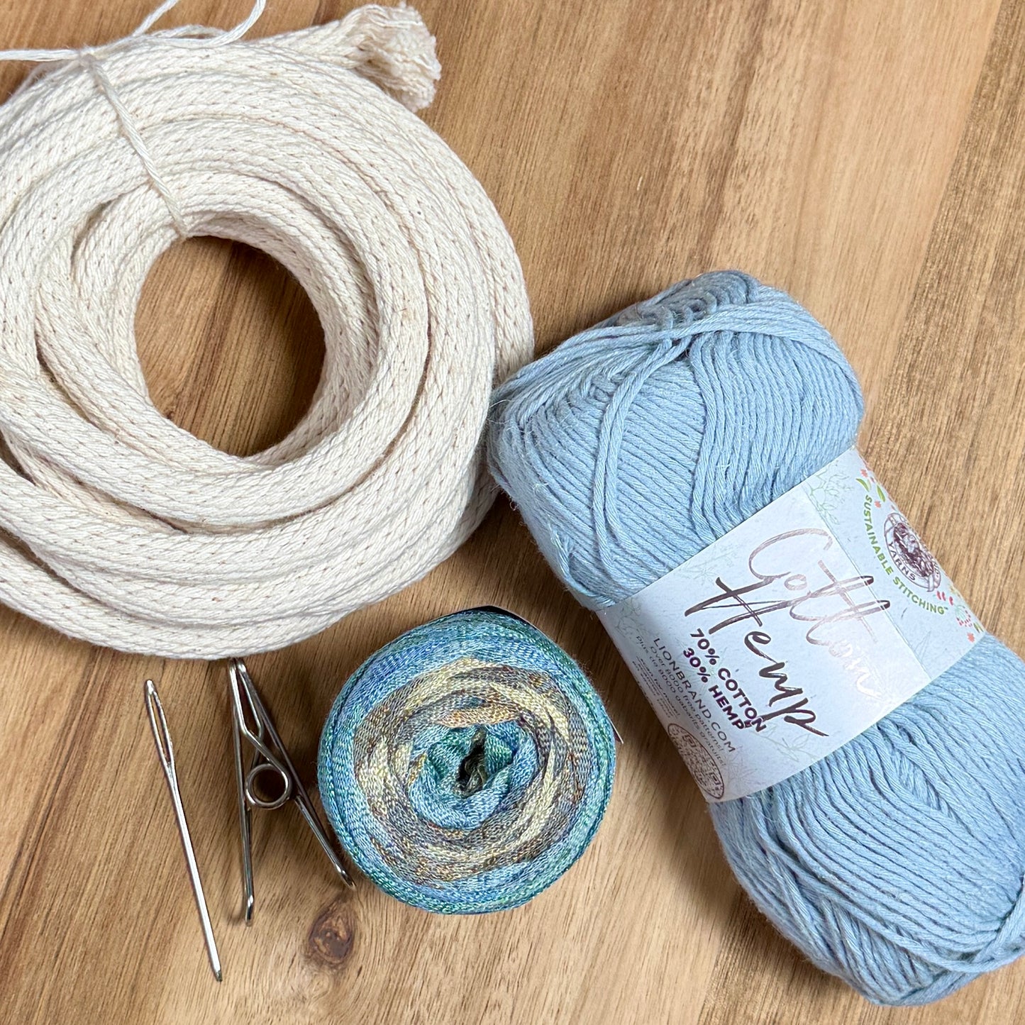 Cotton and Hemp Ribbon Yarn Coiled Basket Kit
