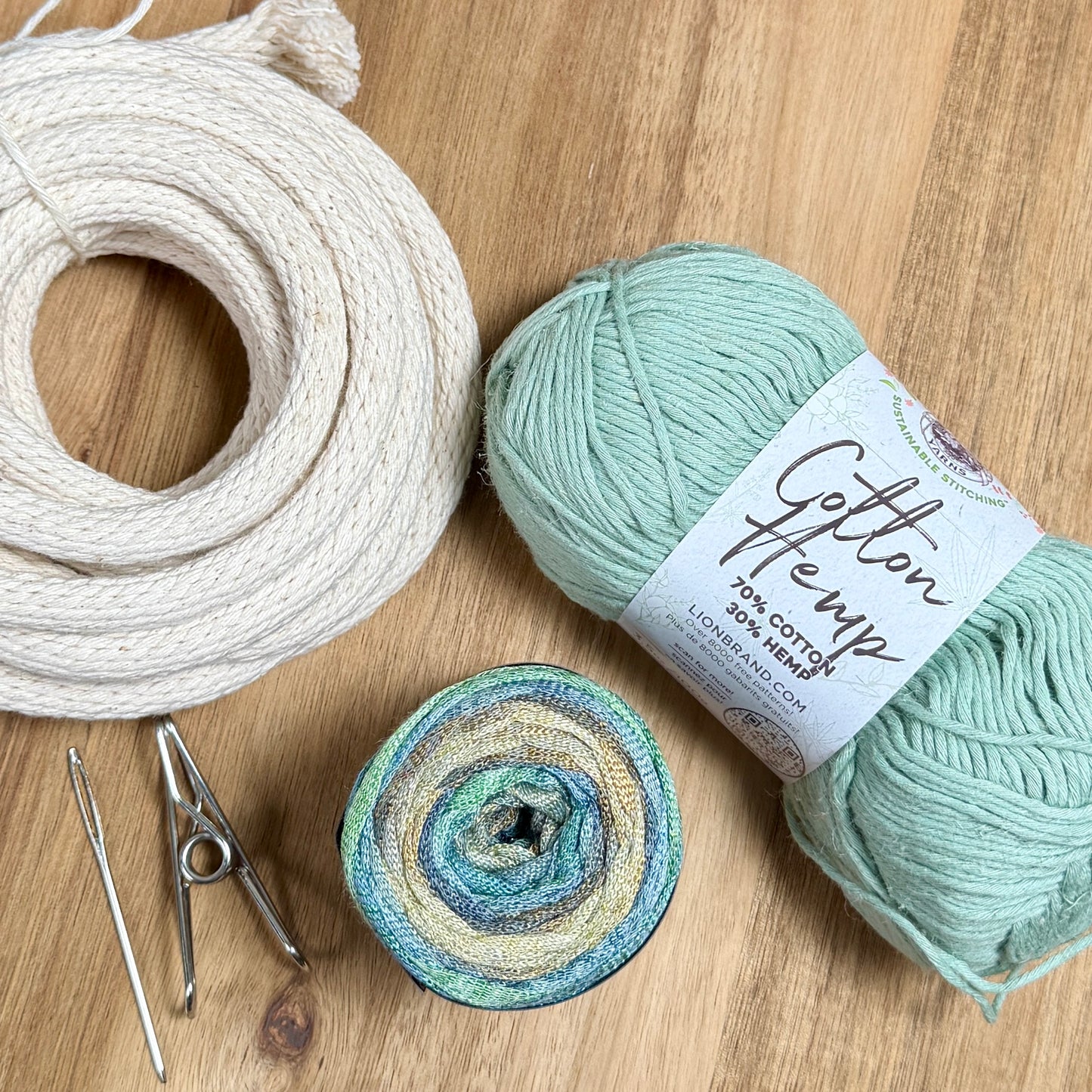 Cotton and Hemp Ribbon Yarn Coiled Basket Kit