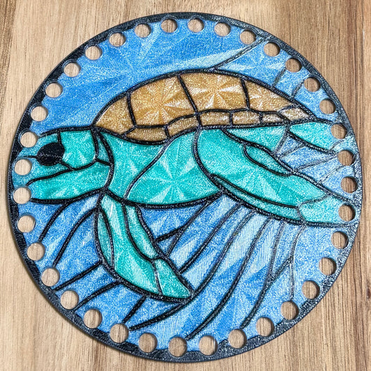 Stained Glass Turtle Base for Basket Making