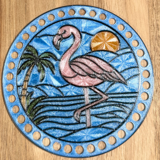 Stained Glass Flamingo Base for Basket Making