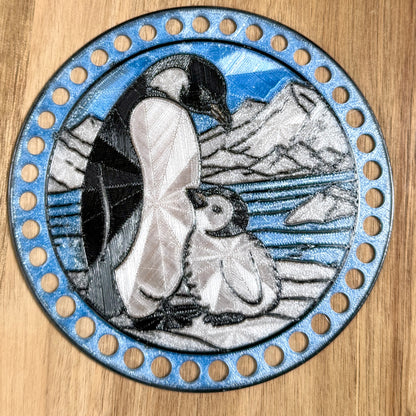 Stained Glass Penguins Base for Basket Making
