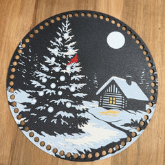Winter Night with Cardinal Base for Basket Coiling and Crochet 10
