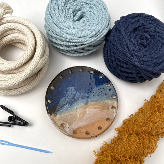 Coiled Basket Bundle with 6-inch Curved Ceramic Base