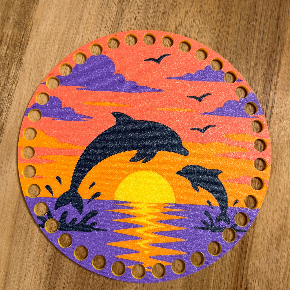 Dolphins and Sunset Base for Basket Making