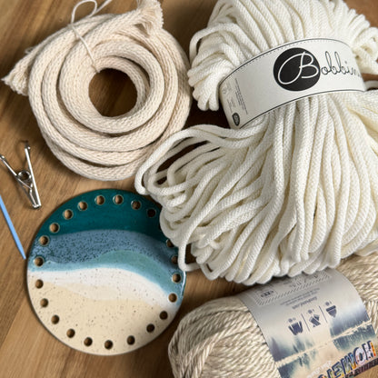 Coiled Basket Bundle with a Ceramic Base