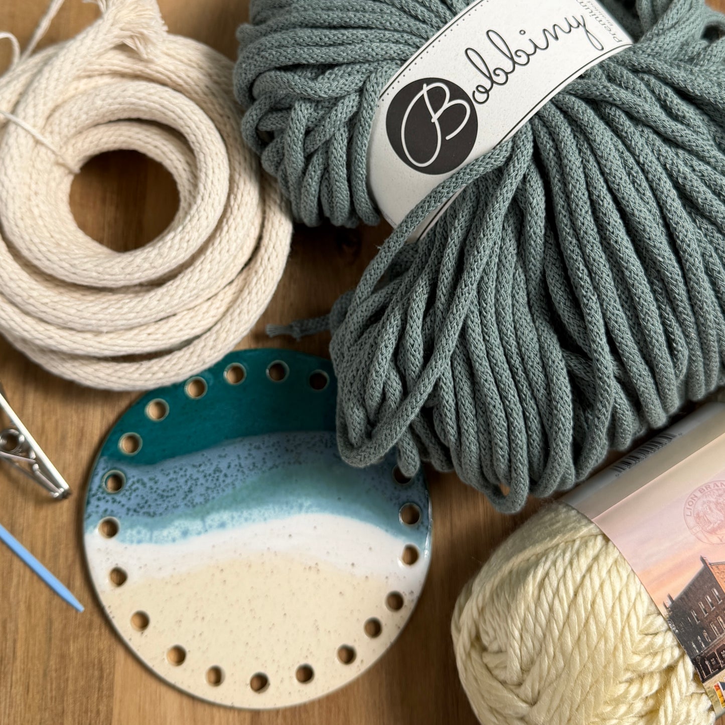 Coiled Basket Bundle with a Ceramic Base