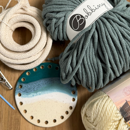 Coiled Basket Bundle with a Ceramic Base