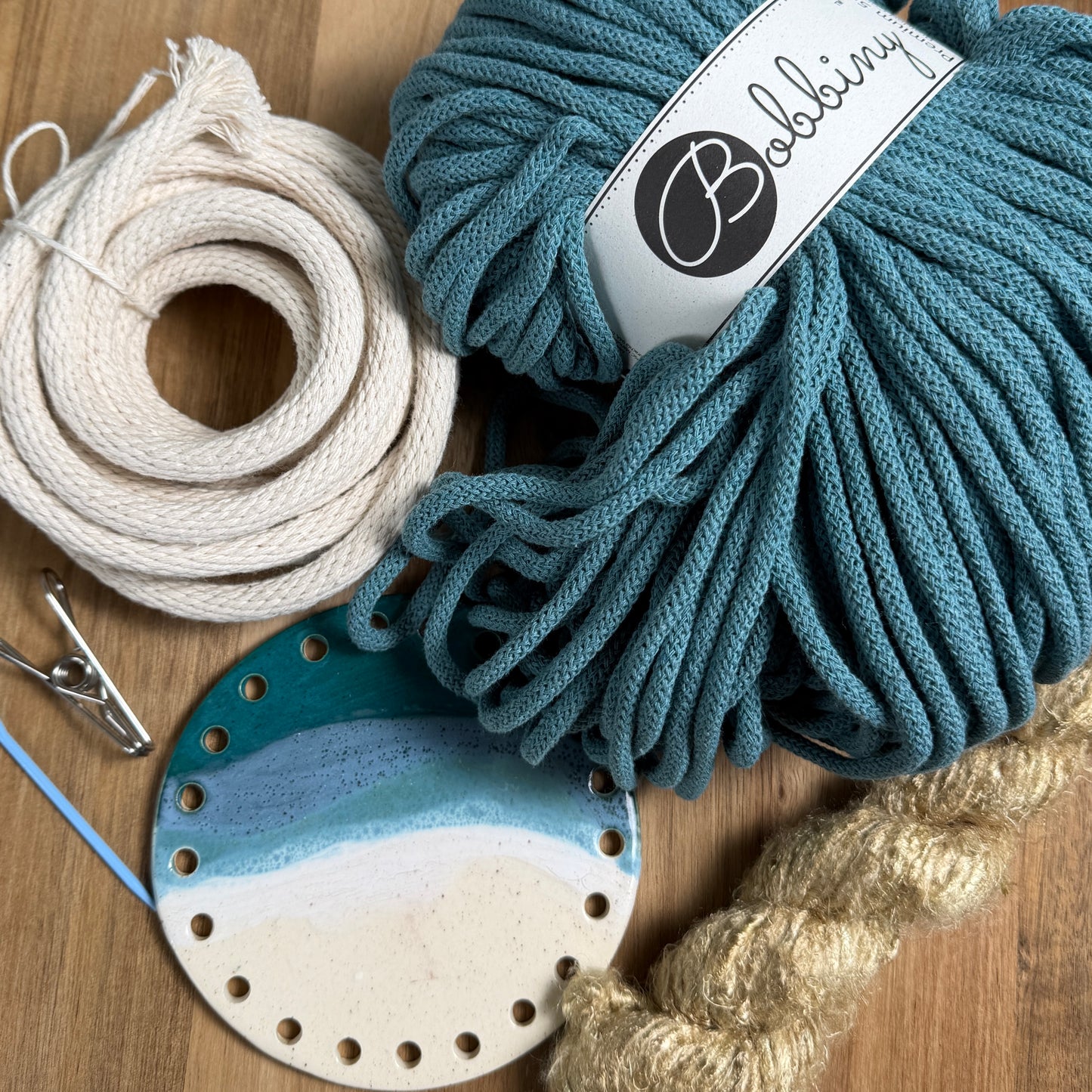 Coiled Basket Bundle with a Ceramic Base