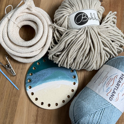 Coiled Basket Bundle with a Ceramic Base