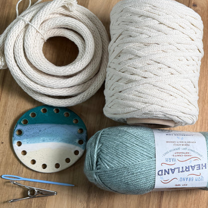 Coiled Basket Bundle with a Ceramic Base
