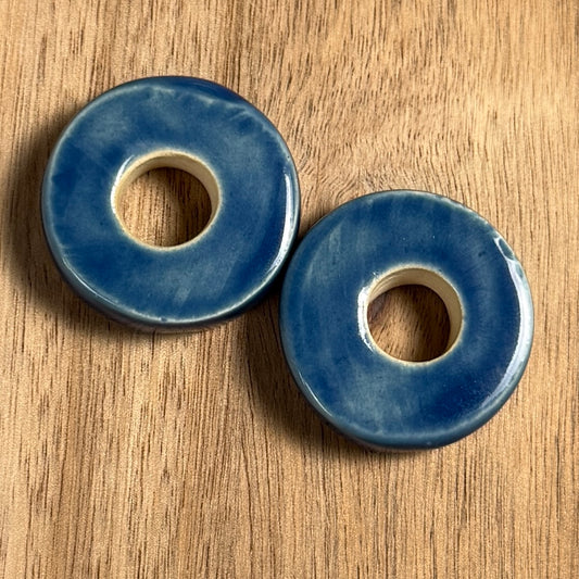 Set of 2 Ceramic Basket Beads